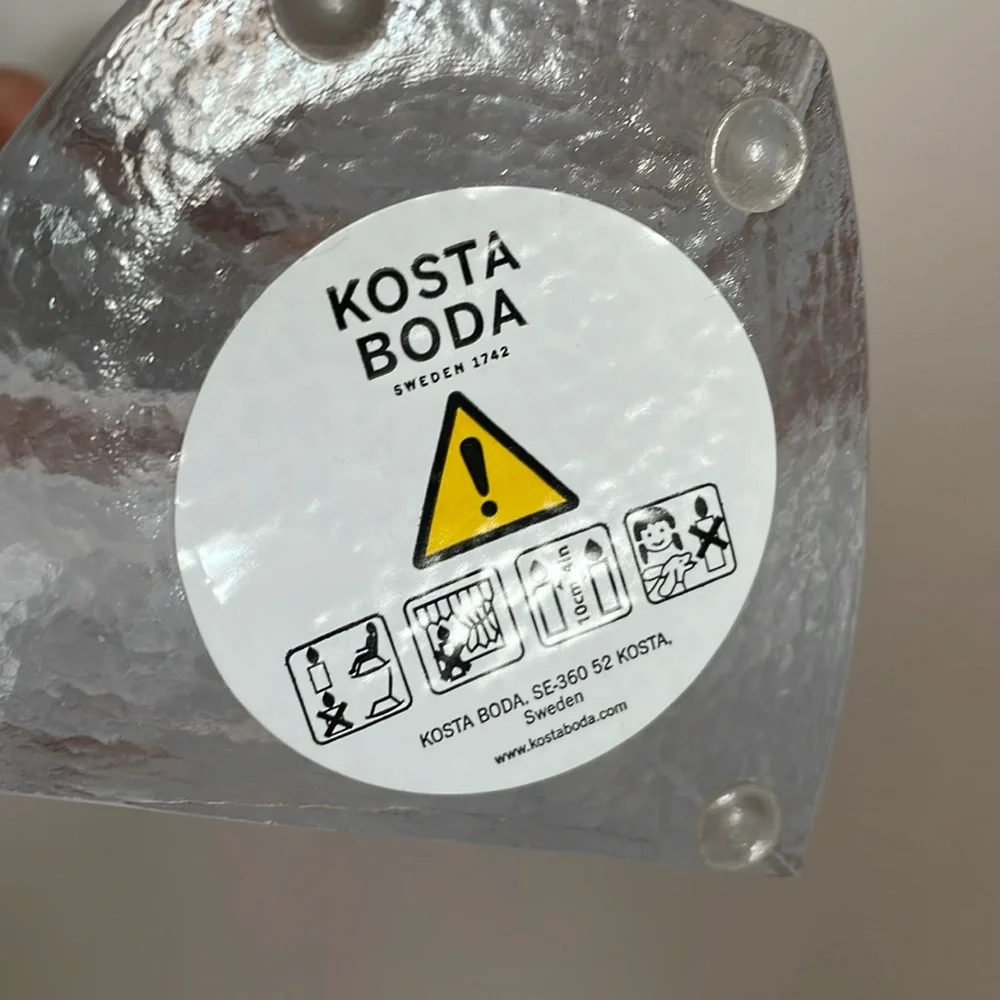 Kosta Boda Clear Glass Ice Candlestick Holder 12”